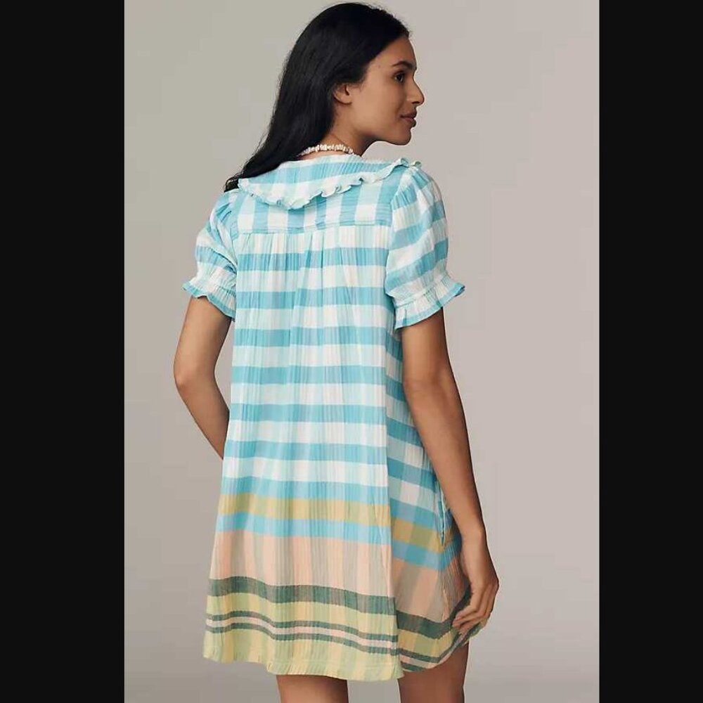 New MP Anthropologie Pilcro The Keira collared button-front mini plaid dress - Picture 3 of 11
